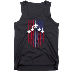 Fighter Jet Airplane American Flag Patriotic 4th Of July Tank Top