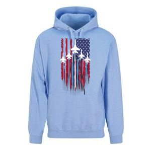 Fighter Jet Airplane American Flag Patriotic 4th Of July Unisex Surf Hoodie