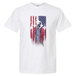 Fighter Jet Airplane American Flag Patriotic 4th Of July Garment-Dyed Heavyweight T-Shirt