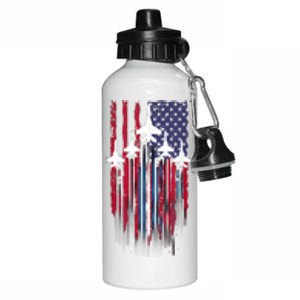 Fighter Jet Airplane American Flag Patriotic 4th Of July Aluminum Water Bottle