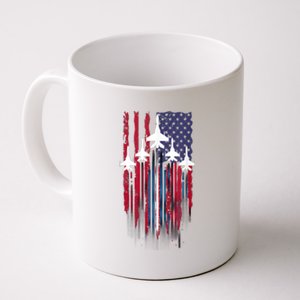 Fighter Jet Airplane American Flag Patriotic 4th Of July Coffee Mug