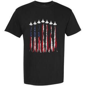 Fighter Jet Airplane USA Flag 4th Of July Patriotic Garment-Dyed Heavyweight T-Shirt