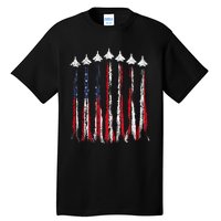 Fighter Jet Airplane USA Flag 4th Of July Patriotic Tall T-Shirt