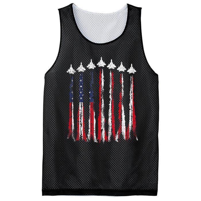 Fighter Jet Airplane USA Flag 4th Of July Patriotic Mesh Reversible Basketball Jersey Tank