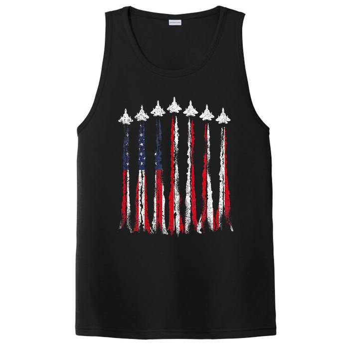 Fighter Jet Airplane USA Flag 4th Of July Patriotic PosiCharge Competitor Tank