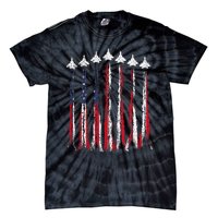 Fighter Jet Airplane USA Flag 4th Of July Patriotic Tie-Dye T-Shirt