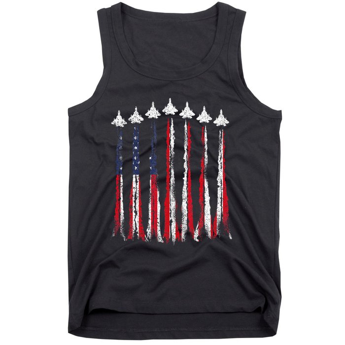 Fighter Jet Airplane USA Flag 4th Of July Patriotic Tank Top