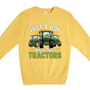 Farm Just A Who Loves Tractors Farmer Gift Premium Crewneck Sweatshirt