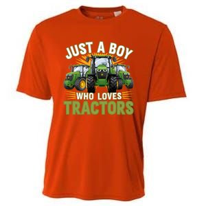 Farm Just A Who Loves Tractors Farmer Gift Cooling Performance Crew T-Shirt