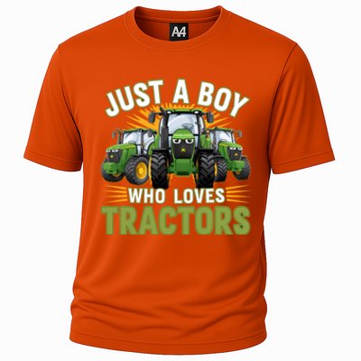 Farm Just A Who Loves Tractors Farmer Gift Cooling Performance Crew T-Shirt