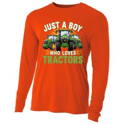 Farm Just A Who Loves Tractors Farmer Gift Cooling Performance Long Sleeve Crew