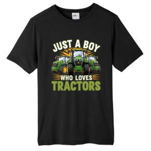 Farm Just A Who Loves Tractors Farmer Gift Tall Fusion ChromaSoft Performance T-Shirt