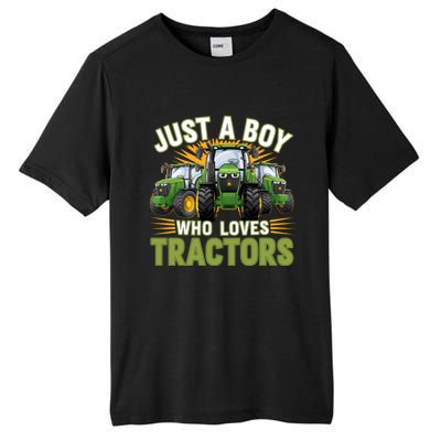 Farm Just A Who Loves Tractors Farmer Gift Tall Fusion ChromaSoft Performance T-Shirt