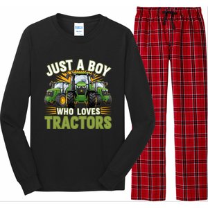 Farm Just A Who Loves Tractors Farmer Gift Long Sleeve Pajama Set