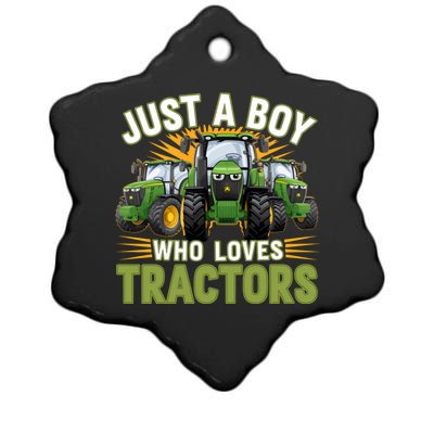 Farm Just A Who Loves Tractors Farmer Gift Ceramic Star Ornament