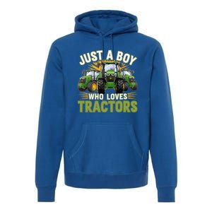 Farm Just A Who Loves Tractors Farmer Gift Premium Hoodie