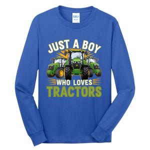 Farm Just A Who Loves Tractors Farmer Gift Tall Long Sleeve T-Shirt