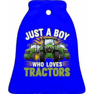 Farm Just A Who Loves Tractors Farmer Gift Ceramic Bell Ornament