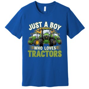 Farm Just A Who Loves Tractors Farmer Gift Premium T-Shirt