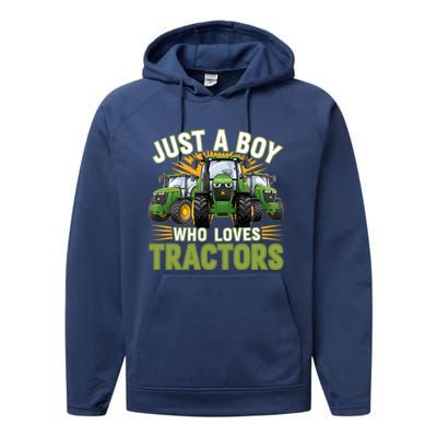 Farm Just A Who Loves Tractors Farmer Gift Performance Fleece Hoodie