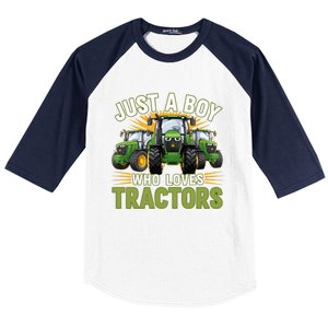 Farm Just A Who Loves Tractors Farmer Gift Baseball Sleeve Shirt