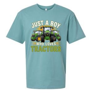 Farm Just A Who Loves Tractors Farmer Gift Sueded Cloud Jersey T-Shirt