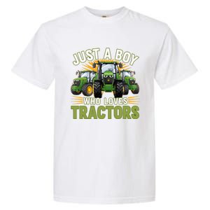 Farm Just A Who Loves Tractors Farmer Gift Garment-Dyed Heavyweight T-Shirt