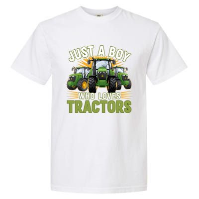 Farm Just A Who Loves Tractors Farmer Gift Garment-Dyed Heavyweight T-Shirt