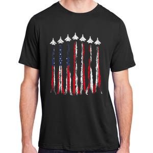 Fighter Jet Airplane USA Flag 4th Of July Patriotic Adult ChromaSoft Performance T-Shirt