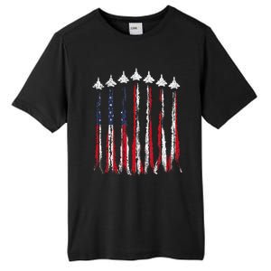 Fighter Jet Airplane USA Flag 4th Of July Patriotic Tall Fusion ChromaSoft Performance T-Shirt