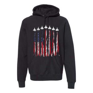 Fighter Jet Airplane USA Flag 4th Of July Patriotic Premium Hoodie