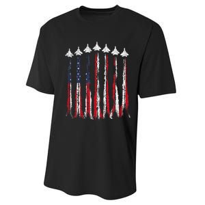 Fighter Jet Airplane USA Flag 4th Of July Patriotic Performance Sprint T-Shirt