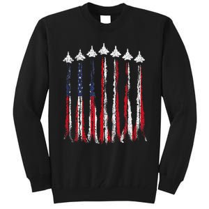 Fighter Jet Airplane USA Flag 4th Of July Patriotic Tall Sweatshirt