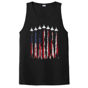 Fighter Jet Airplane USA Flag 4th Of July Patriotic PosiCharge Competitor Tank