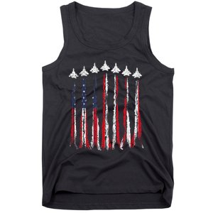 Fighter Jet Airplane USA Flag 4th Of July Patriotic Tank Top