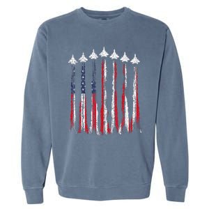 Fighter Jet Airplane USA Flag 4th Of July Patriotic Garment-Dyed Sweatshirt