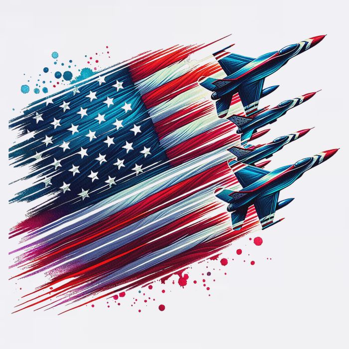 Flying Jets American Flag Usa Patriotic 4th Of July Cooling Performance Crew T-Shirt