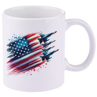 Flying Jets American Flag Usa Patriotic 4th Of July 11oz C Handle Ceramic Mug
