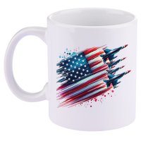 Flying Jets American Flag Usa Patriotic 4th Of July 11oz C Handle Ceramic Mug