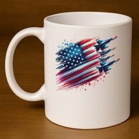 Flying Jets American Flag Usa Patriotic 4th Of July 11oz C Handle Ceramic Mug