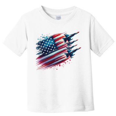 Flying Jets American Flag Usa Patriotic 4th Of July Toddler T-Shirt