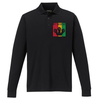 Freedom Juneteenth Art Performance Long Sleeve Polo