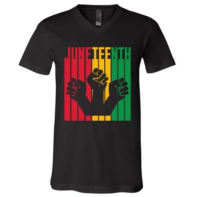 Freedom Juneteenth Art V-Neck T-Shirt