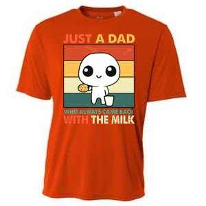 Funny Just A Dad Who Always Came Back With The Milk Cooling Performance Crew T-Shirt