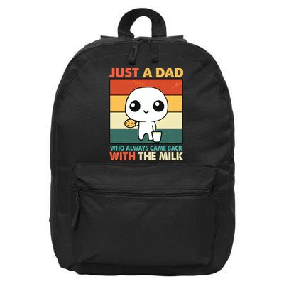 Funny Just A Dad Who Always Came Back With The Milk 16 in Basic Backpack