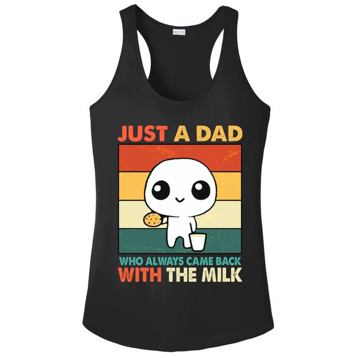 Funny Just A Dad Who Always Came Back With The Milk Ladies PosiCharge Competitor Racerback Tank