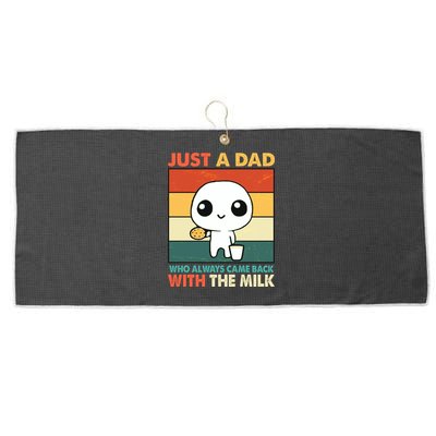 Funny Just A Dad Who Always Came Back With The Milk Large Microfiber Waffle Golf Towel