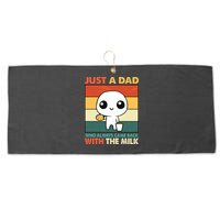 Funny Just A Dad Who Always Came Back With The Milk Large Microfiber Waffle Golf Towel