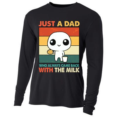 Funny Just A Dad Who Always Came Back With The Milk Cooling Performance Long Sleeve Crew