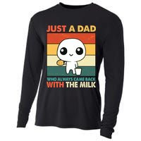 Funny Just A Dad Who Always Came Back With The Milk Cooling Performance Long Sleeve Crew